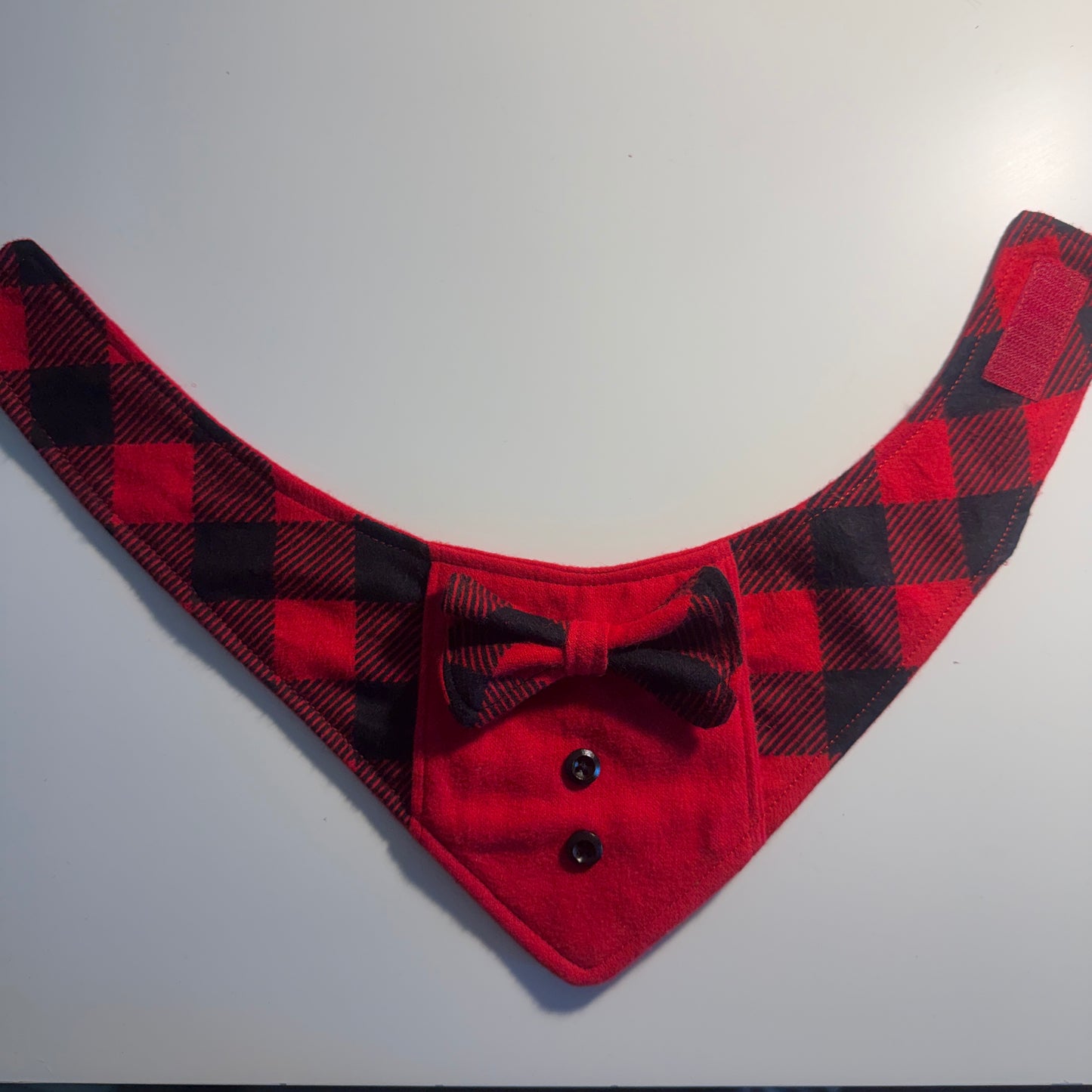 Cute Red Plaid Bow Tie Dog Bandana – Adorable Medium Pet Outfit for Holidays