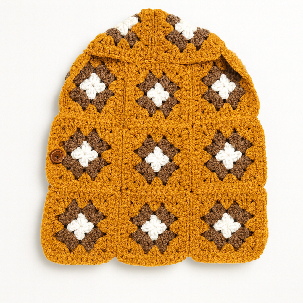 Retro Granny Square Dog Coat – Handmade Crochet Style for Chic Pets
