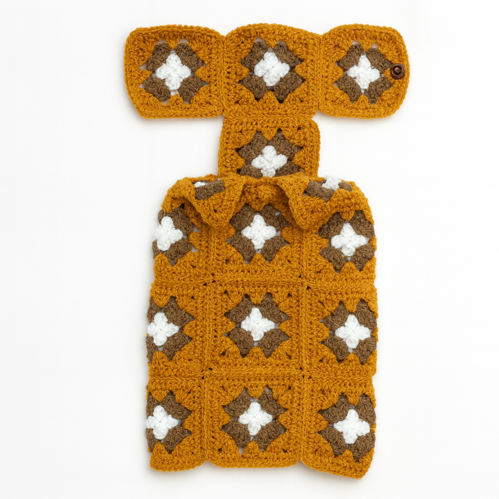 Retro Granny Square Dog Coat – Handmade Crochet Style for Chic Pets