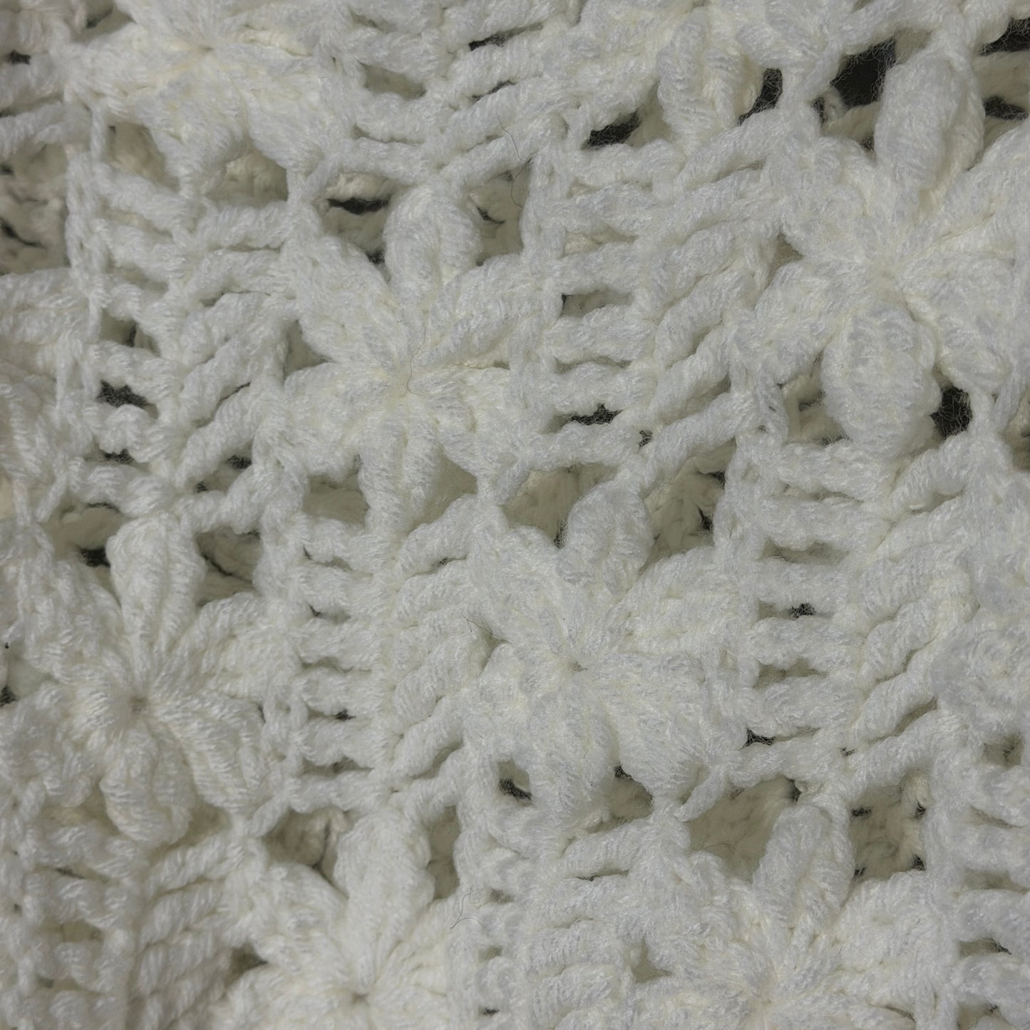 Crochet Sweater White Luxe Floral Pullover Elegant Boho Chic Knit Top Size M