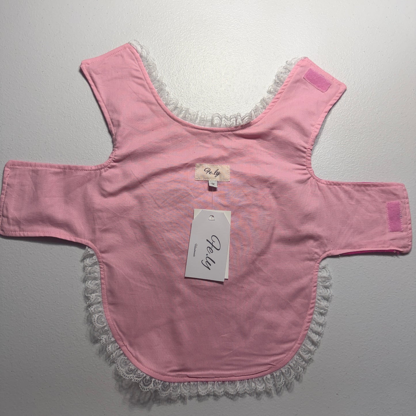 Luxury Pink Pearl Heart Dog Dress Dog Outfit with Lace Trim Cute Pet Clothe M