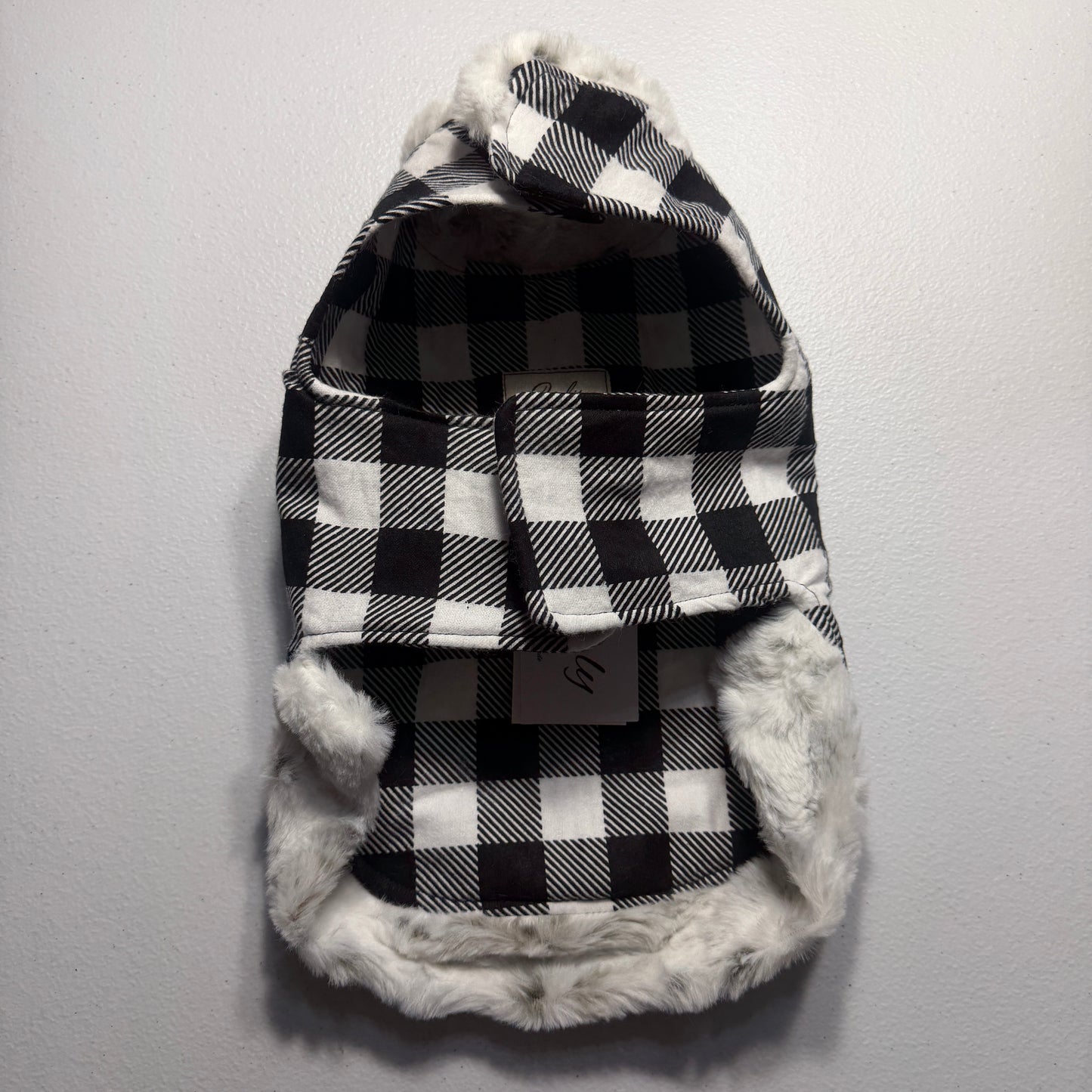 Buffalo Plaid Dog Coat with Fur Trim Stylish Winter Jacket for Pets
