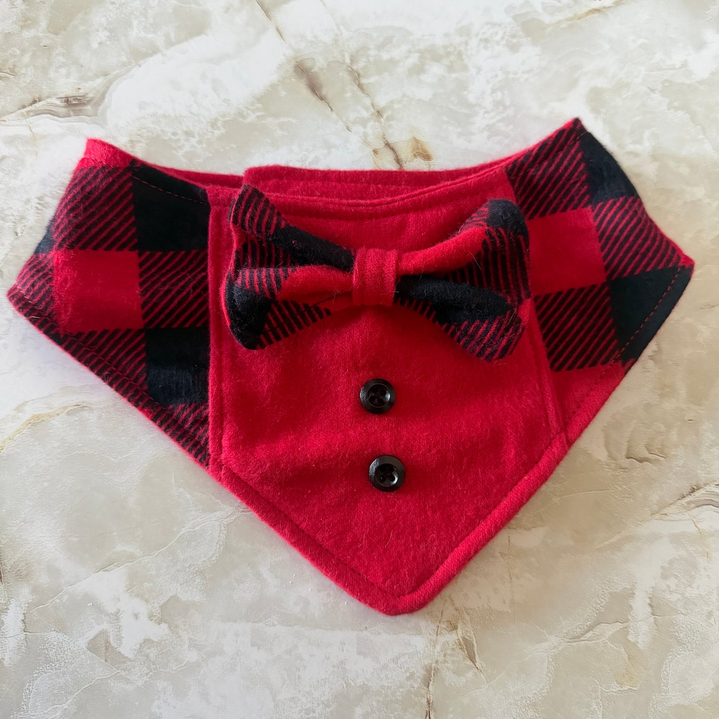 Cute Red Plaid Bow Tie Dog Bandana – Adorable Medium Pet Outfit for Holidays