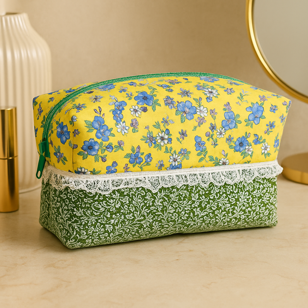 Fe.ly Handmade Waterproof Makeup Bag – Floral & Lace Cosmetic Pouch