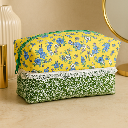 Fe.ly Handmade Waterproof Makeup Bag – Floral & Lace Cosmetic Pouch